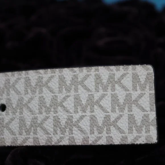 Michael Kors Vanilla Logo Signature Faux Leather Gold Buckle Belt, Size Large - Picture 7 of 14